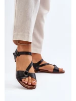 Zazoo Dámské kožené sandály černé Zazoo Dámské kožené sandály černé