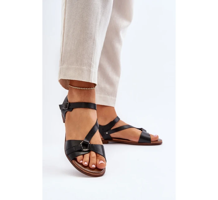 Zazoo Dámské kožené sandály černé Zazoo Dámské kožené sandály černé