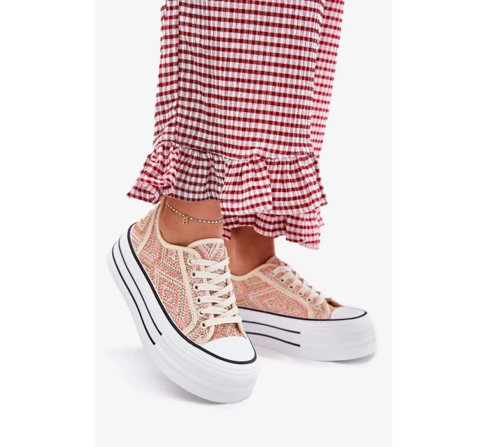 Dámské nízké trampky na platformě Melina – růžové