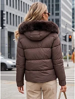 Dámská zimní prošívaná bunda s kožešinou, světle hnědá, FashionStreet TY5831 Dámská zimní prošívaná bunda s kožešinou, světle hnědá, FashionStreet TY5831