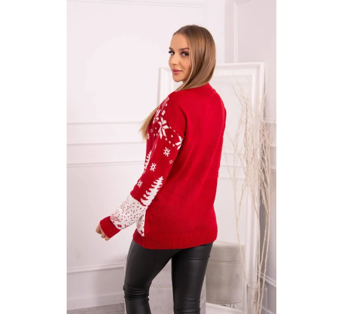 Vánoční svetr se Santa model 18748061 červený - K-Fashion Vánoční svetr se Santa model 18748061 červený - K-Fashion