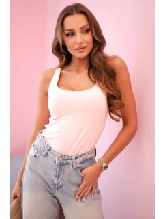 Dámská halenka na ramínka s výstřihem pudrově růžová