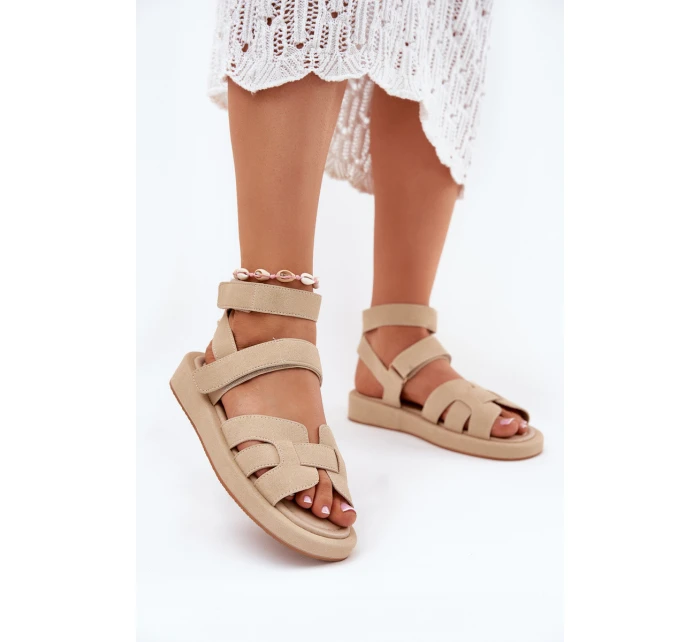 Dámské sandály se zipy béžové model 21698837 - Boto Dámské sandály se zipy béžové model 21698837 - Boto