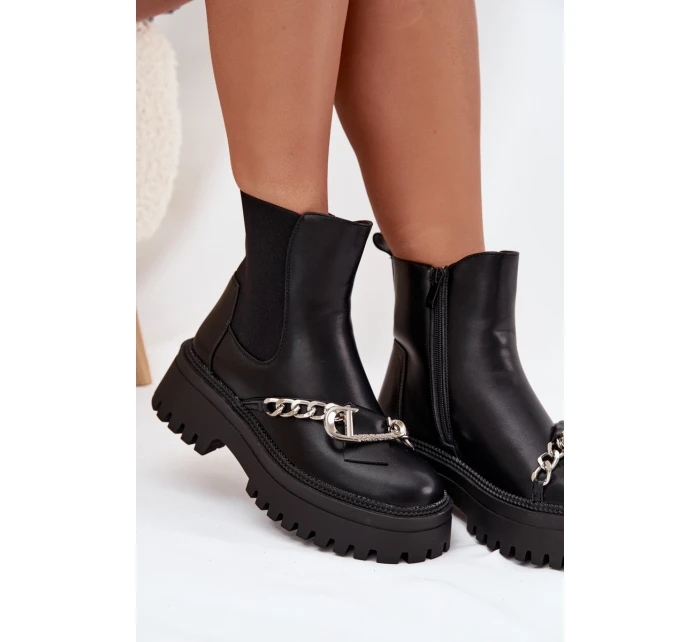 Dámské Boty Na Platformě S Řetězem Černé Marvella