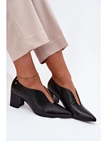 Kožené dámské polobotky na podpatku model 22123149 Černé - Maciejka