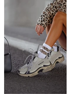 Dámské ponožky se dvěma skvrnitými pruhy – bílé