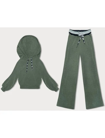 Žebrovaný dámský komplet v olivové barvě model 18878667 - LHD