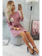 Šaty s flitrovou kapsou tmavě růžové Šaty s flitrovou kapsou tmavě růžové