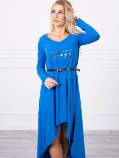 Šaty s ozdobným páskem a nápisem cornflower blue