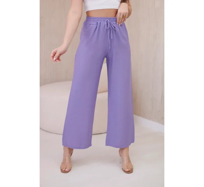 Viskózové kalhoty se širokými nohavicemi fialka Viskózové kalhoty se širokými nohavicemi fialka