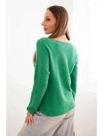 Svetr dámský z viskózy s dlouhým rukávem a kulatým výstřihem zelený