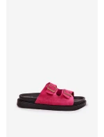 Dámské Pantofle Na Platformě S Přezkami Fuchsie model 21688697 - Boto