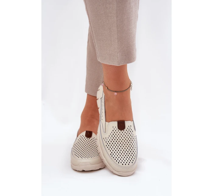 Baletky Z Přírodní Kůže  Béžové model 21690851 - VINCEZA