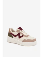 Dámské tenisky na platformě se zlatými vložkami Béžové Zalvra Dámské tenisky na platformě se zlatými vložkami Béžové Zalvra