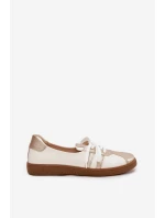 Kožené dámské polobotky typu barefoot Zazoo N1341 bílozlaté