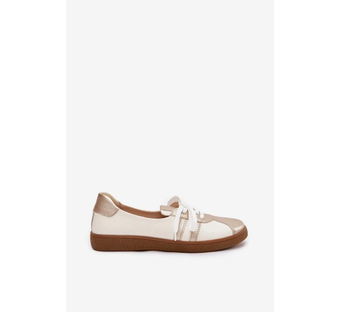 Kožené dámské polobotky typu barefoot Zazoo N1341 bílozlaté