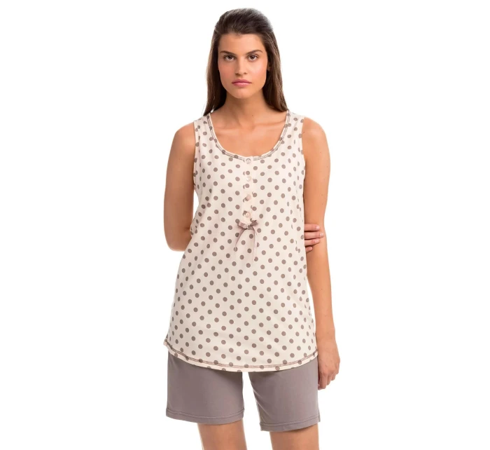 Pohodlné dvoudílné dámské pyžamo 14301 - Vanilka/puntíky