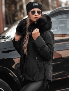 MODIVA prošívaná dámská zimní bunda s kapucí černá FashionStreet TY4726