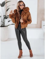 Dámská kožená bunda s kožešinou hnědá Dstreet model 21991686 - FashionStreet