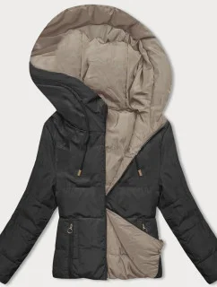 Černobéžová oboustranná krátká bunda s kapucí model 18863099 - S'WEST