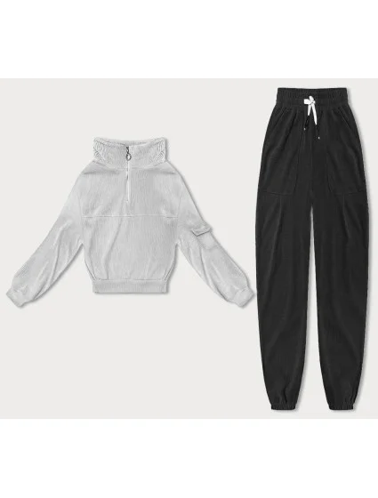 Světle šedý dámský teplákový komplet typu "wafel" (AMG-339A) Světle šedý dámský teplákový komplet typu "wafel" (AMG-339A)