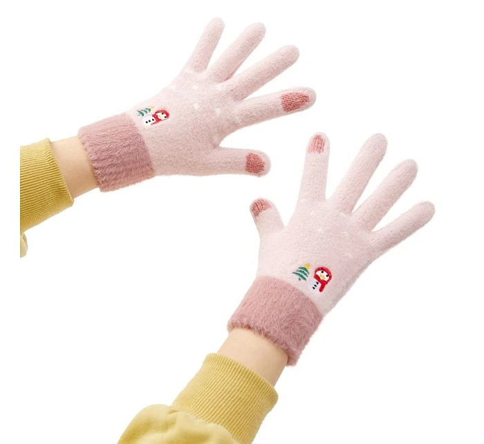 Dámské zimní rukavice na telefon se a vánočním růžové dámské model 22083407 - Hurtel Dámské zimní rukavice na telefon se a vánočním růžové dámské model 22083407 - Hurtel