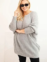 Dámský svetr Plus Size s mohairovým pončem šedý
