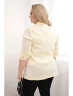 Dámská blazer z viskózy Plus Size s dlouhým rukávem a límcem citronová