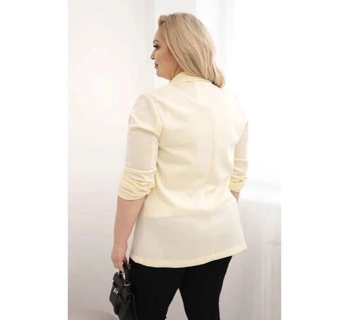 Dámská blazer z viskózy Plus Size s dlouhým rukávem a límcem citronová