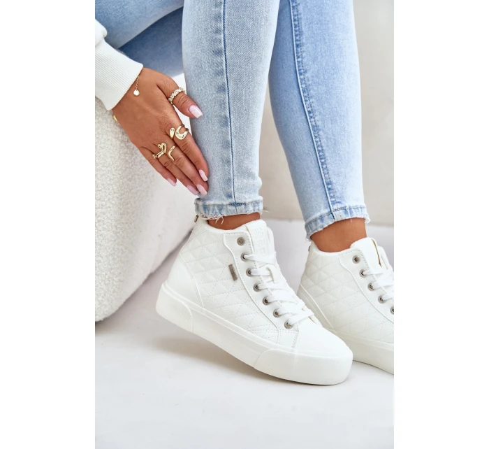 Zateplené Dámské Tenisky Se Švy Bílé Big Star OO274A479 Zateplené Dámské Tenisky Se Švy Bílé Big Star OO274A479