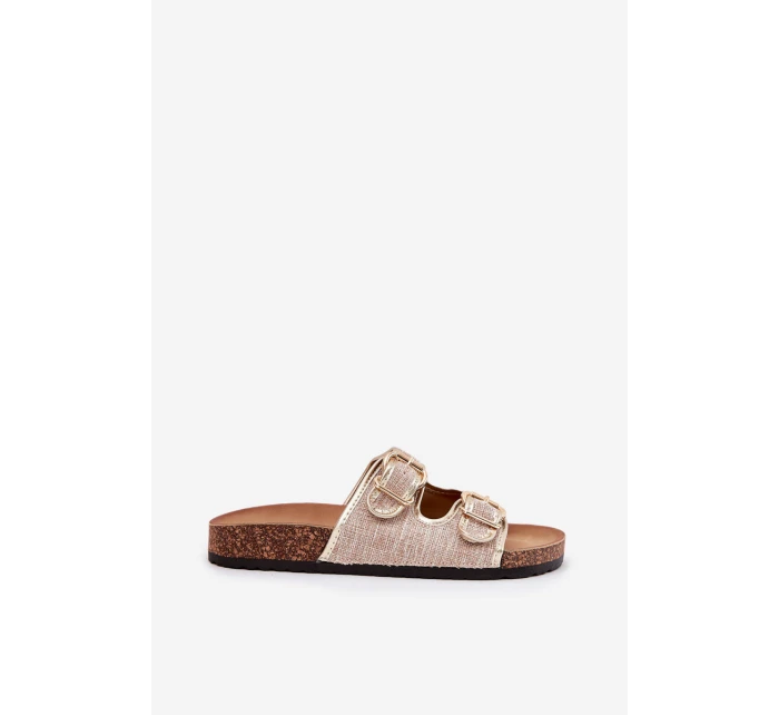 Dámské Textilní Pantofle Na Korekovej Platformě Se Sponami Zlaté Osoffe Dámské Textilní Pantofle Na Korekovej Platformě Se Sponami Zlaté Osoffe