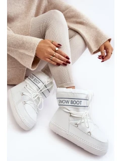 Dámské bílé boty do sněhu se zavazováním model 20039028 - Kesi