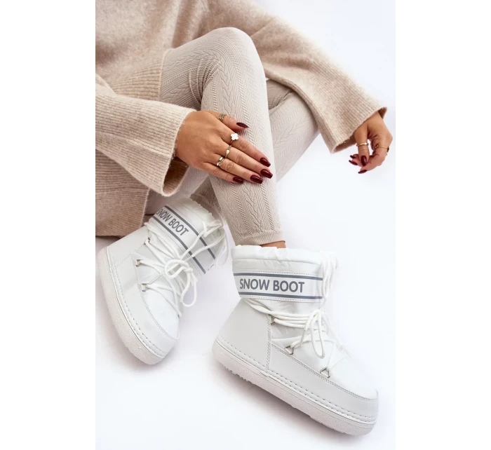 Dámské bílé boty do sněhu se zavazováním model 20039028 - Kesi Dámské bílé boty do sněhu se zavazováním model 20039028 - Kesi