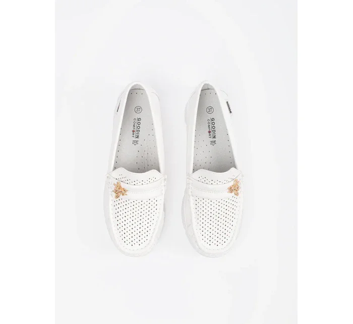 Luxusní dámské bílé  mokasíny bez podpatku