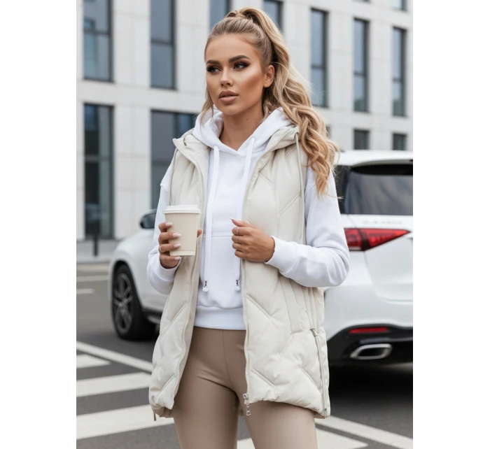 Dámská prošívaná vesta s kapucí bílá FashionStreet TY5108