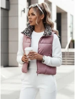 Dámská přechodná krátká prošívaná dvoucestná růžová vesta LEOVELLA FashionStreet TY5492
