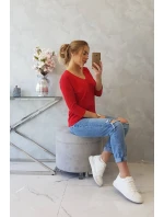 Halenka s výstřihem do V červená