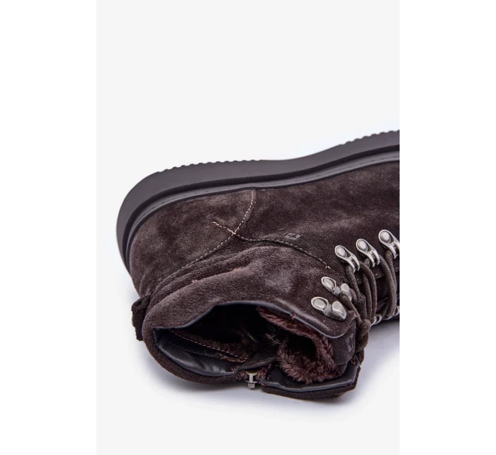 Semišové pánské zateplené trapery Big Star OO174189 hnědé Semišové pánské zateplené trapery Big Star OO174189 hnědé