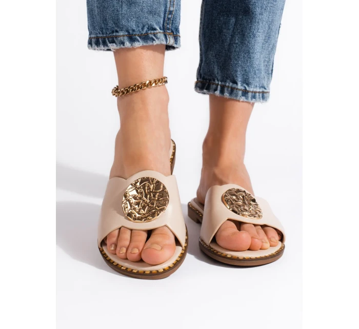 Pohodlné dámské hnědé nazouváky bez podpatku Pohodlné dámské hnědé nazouváky bez podpatku