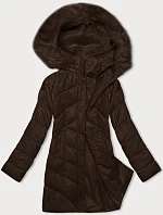 Dámská zimní bunda s kapucí tmavě hnědá (H-898-23)