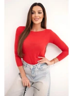 Dámská svetr z model 21937960 s kulatým výstřihem a dlouhým rukávem červená - K-Fashion Dámská svetr z model 21937960 s kulatým výstřihem a dlouhým rukávem červená - K-Fashion