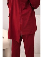 Dámská bavlněná souprava Plus Size s mikinou a kalhotami bordó Dámská bavlněná souprava Plus Size s mikinou a kalhotami bordó