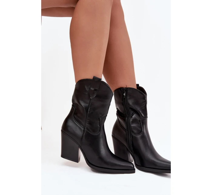 Dámské Kožené Na Podpatku Černé model 21747852 - Boto Dámské Kožené Na Podpatku Černé model 21747852 - Boto