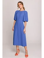 S399 Šaty s puff rukávy - modré