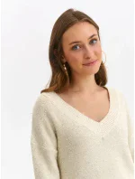 Dámský svetr model 19585985 Ecru se zlatou nití - Top Secret