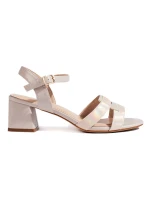 Módní hnědé dámské  sandály na širokém podpatku