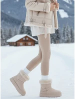 Dámské semišové sněhule s kožešinou béžové FashionStreet ZY1252