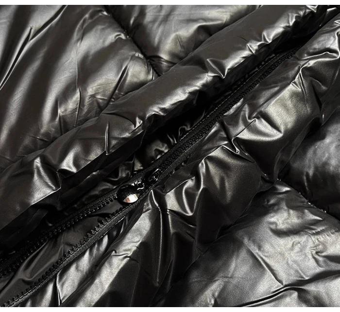 Černá vypasovaná zimní bunda s opaskem (l22-9869-1)