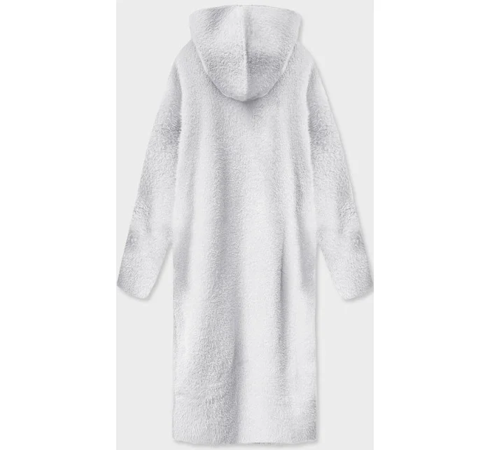 Světle šedý dlouhý vlněný přehoz přes oblečení typu alpaka s kapucí model 18059163 - MADE IN ITALY Světle šedý dlouhý vlněný přehoz přes oblečení typu alpaka s kapucí model 18059163 - MADE IN ITALY