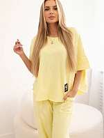 Bavlněný komplet halenka + kalhoty citrit